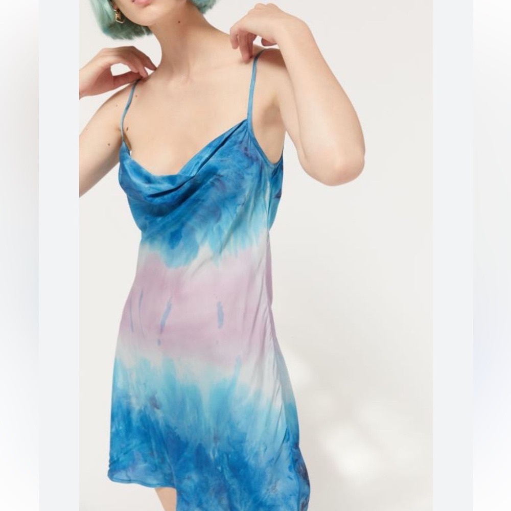 URBAN OUTFITTERS Silky summer flirty slip dress, ombré tie dye, worn once